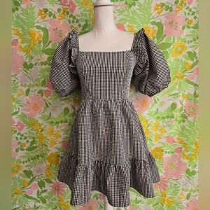 Forever 21 Puff Sleeve Gingham Ruffle Dress